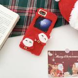 Fluffy Phone Case for Samsung Galaxy Z Flip 4 Stylish Christmas Doll Warm Smooth Faux Fur Cover TPU Soft Drop Protective Anti-Shock Case Cover for Women Girls for Winter for Z Flip 4 Red