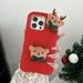 Allytech iPhone 11 Pro Max Case Christmas Elk Faux Fur Furry Back Cover with Cute Elk Perfect Gift for Christmas Shockproof Protective Phone Case Cover for Apple iPhone 11 Pro Max - Red