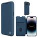 ELEHOLD Luxury Leather Case for iPhone 15 Pro Max 6.7 Inch Flip Folio Card Slots Wallet Function Sliding Camera Lens Cover Premium Leather Shockproof Protective Case Support Wireless Charging Blue