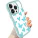 Heart and Butterfly Print Cute Wave Case Compatible with iPhone 13 Pro Phone Case for Women Cute Curly Wave Frame Shape Shockproof Soft Case for iPhone 13 Pro Case- Light Blue