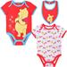 Newborn & Infant Red/White Winnie the Pooh 3-Piece Bodysuit Bib Set