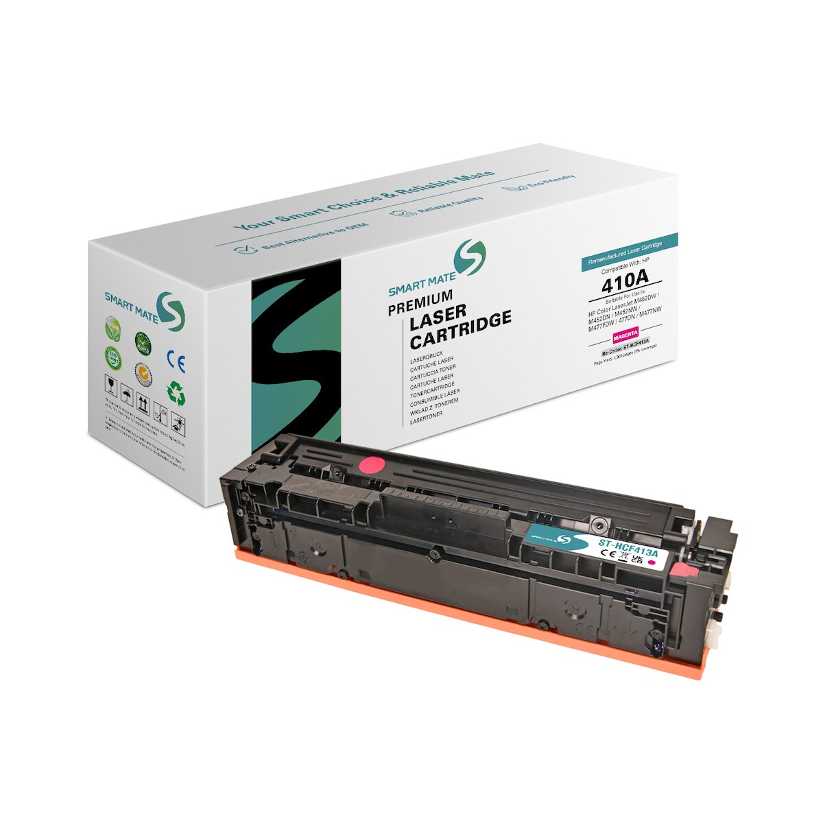 SmartMate wiederaufbereiteter Laser Toner Patrone für HP CF413A (410A) Magenta Image