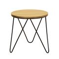 Round Wood & Metal Hairpin Industrial Bed Side Table
