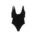 One Piece Swimsuit: Black Print Swimwear - Women's Size Medium