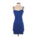 Guess Cocktail Dress - Bodycon Sweetheart Sleeveless: Blue Solid Dresses - Women's Size X-Small