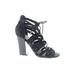 Call It Spring Heels: Black Print Shoes - Women's Size 7 1/2 - Open Toe