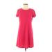 Calvin Klein Casual Dress - A-Line Crew Neck Short sleeves: Burgundy Print Dresses - Women's Size 8 Petite