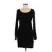 James Perse Casual Dress - Mini Scoop Neck Long sleeves: Black Print Dresses - Women's Size Medium