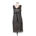 G.I.L.I. Cocktail Dress - Party V-Neck Sleeveless: Black Print Dresses - Women's Size Medium