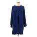 Gap Casual Dress - Shift Crew Neck Long sleeves: Blue Polka Dots Dresses - Women's Size Medium