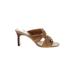 Trina Turk Mule/Clog: Slide Stilleto Boho Chic Ivory Print Shoes - Women's Size 9 - Open Toe