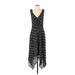 The Kooples Casual Dress - Midi Plunge Sleeveless: Black Polka Dots Dresses - Women's Size Small