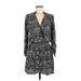 Zadig & Voltaire Casual Dress - Mini V-Neck 3/4 sleeves: Black Floral Dresses - Women's Size Medium