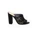 Schutz Mule/Clog: Slip-on Chunky Heel Bohemian Black Print Shoes - Women's Size 8 - Open Toe