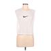 Nike Active T-Shirt: White Color Block Activewear - Women's Size Large