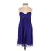 Maggy London Cocktail Dress - A-Line Sweetheart Sleeveless: Blue Print Dresses - Women's Size 2