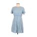 Banana Republic Casual Dress - Mini High Neck Short sleeves: Blue Solid Dresses - Women's Size 6