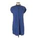 Old Navy Casual Dress - Shirtdress High Neck Short sleeves: Blue Dresses - Women's Size Medium