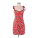 The Andamane Casual Dress - Mini V Neck Sleeveless: Red Floral Dresses - Women's Size Large