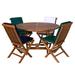 All Things Cedar Shirehampton 5-Piece 4-ft Teak Round Folding Outdoor Table Set Wood/Teak in Brown/Red/White | Wayfair TT5P-R-G