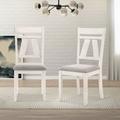 Lark Manor™ Amariah Cross Back Side Chair in White Wood/Upholstered/Fabric in Brown/White | 38.98 H x 22.05 W x 17.72 D in | Wayfair