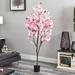 Primrue Artificial Cherry Blossom Tree in Planter Polyester/Plastic in Black/Red | 72 H x 31 W x 10 D in | Wayfair 1685A595784C459B83DC26327FB075A9