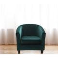 Ebern Designs Devrick 2-Piece Velvet Café Chair Slipcovers w/ Box Cushion Covers - Elegant Bathtub Armchair Design Velvet in Black | Wayfair