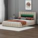 Latitude Run® Widaey Queen Size Platform Bed w/ LED Headboard Upholstered/Linen in Brown | 37.4 H x 64.6 W x 85.4 D in | Wayfair