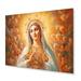 Bungalow Rose Mary Praying in Heaven III - Christianism Metal Wall Art Living Room Metal in Yellow | 12 H x 20 W x 1 D in | Wayfair