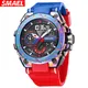 SMAEL – montre à Quartz pour hommes étanche à 50M Bracelet rouge alarme numérique analogique