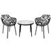 LeisureMod Devon Mid-Century Modern 3-Piece Aluminum Outdoor Patio Dining Set with Tempered Glass Top Table and 2 Stackable Flower Design Arm Chairs for Patio, Poolside, Balcony, and Backyard Garden - Leisurmod DT20CABL2