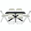 Leisuremod Lawrence 7-Piece Acrylic Folding Dining Chair and Rectangular Dining Table with Geometic Base Set - Leisurmod LF19RTX63A6