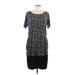 J Mode USA Casual Dress - DropWaist: Gray Floral Motif Dresses - Women's Size Medium