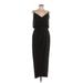 Xscape Casual Dress - Midi Plunge Sleeveless: Black Print Dresses - Women's Size 10