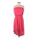 Express Casual Dress - High/Low Strapless Sleeveless: Pink Print Dresses - Women's Size Medium