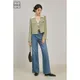 ZIQIAO Jeans dritti blu retrò stile francese a vita alta per donna Pantaloni larghi dal design chic primaverile Jeans a gamba larga tutto-fiammifero Donna