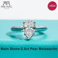 AnuJewel 2.5ct Pear Cut D Color Moissanite Engagement Wedding Ring With GRA 925 Sterling Silver Ring