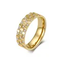 6mm Stainless Steel Pave CZ Checkered Pattern Ring Wedding Band for Men Women Size 6-12
