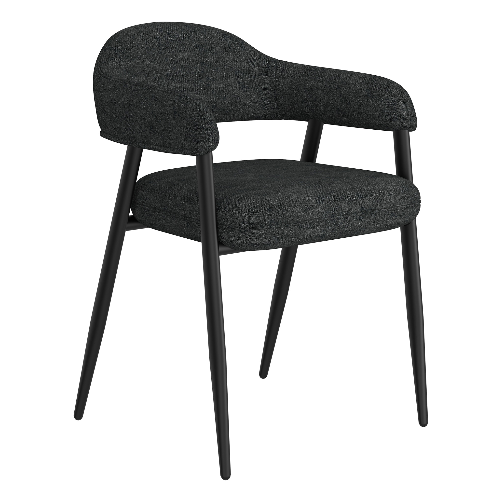 Contemporary Fabric and Metal Dining Chair, Set of 2
