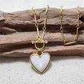 FUWO Wholesale Natural Moonstone Necklace Love Heart Shaped White Quartz With 17"/22" Golden Stick