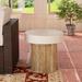 COSIEST Outdoor Patio MGO Coffee Table with Faux Wooden Pedestal Base