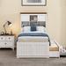 Solid Pine Captain Bookcase Bed with Trundle Bed and 3 Spacious Under Bed Drawers in Casual,Twin, White+Walnut