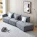 Modular Sectional Sofa with Chaise Lounge & 3 Pillows, Modern Teddy Fabric Sleeper Sofa 3 Seater Tufted Couch for Living Room