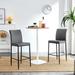 PU Leather Counter Heigh Bar Stools Set of 2, Armless Dining Chairs with Upholstered Backrest and Black Metal Footstool