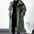 2023 primavera autunno verde militare giacca a vento moda uomo di media lunghezza Casual cappotto