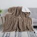 50” x 60” Sherpa Flannel Throw Blanket, Soft Brown Fluffy Throw Blanket