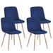 Armless Velvet Dining Chairs Set of 4, Modern Balcony Chairs Side Chairs with Metal Imitation Solid Wood Color Legs