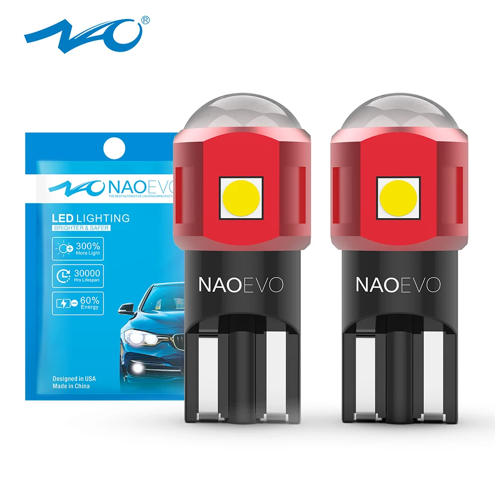 NAO 2x W5W T10 LED Ultra Luminoso 5W5 12V 24V 4W 600Lm Interni Auto Luce Laterale Lampadina Auto Bianco Caldo Ambra Rosso Potente Lampada di Marcatura