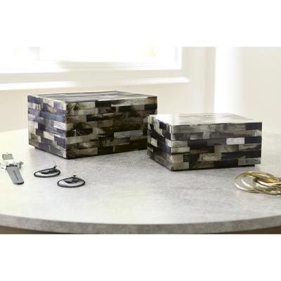 Signature Design by Ashley Ellford Black/Brown/Cream Box (Set of 2) - 9.13" W x 7.13" D x 4.63" H