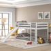 Twin Over Twin Low Bunk Bed with Convertible Slide & Ladder & Safety Guardrail, Saving Space, White